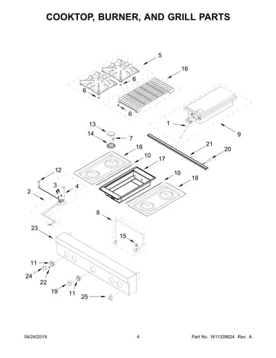 COOKTOP, BURNER, AND GRILL PARTS