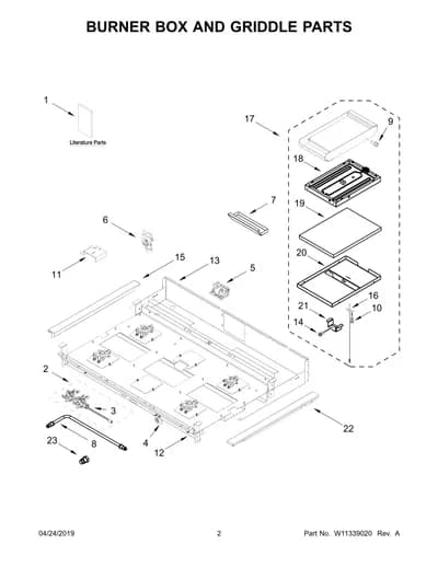 BURNER BOX AND GRIDDLE PARTS