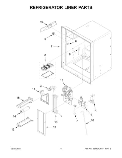 REFRIGERATOR LINER PARTS
