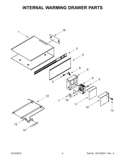 INTERNAL WARMING DRAWER PARTS