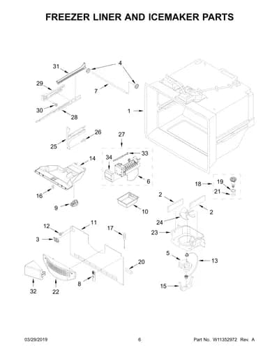 FREEZER LINER AND ICEMAKER PARTS