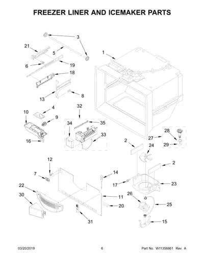 FREEZER LINER AND ICEMAKER PARTS