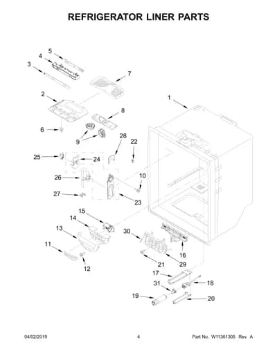 REFRIGERATOR LINER PARTS