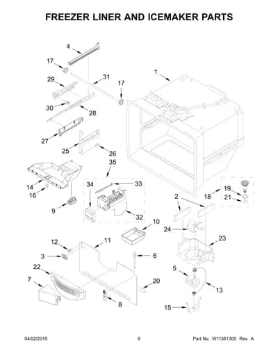 FREEZER LINER AND ICEMAKER PARTS