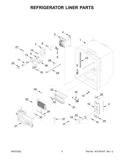 REFRIGERATOR LINER PARTS