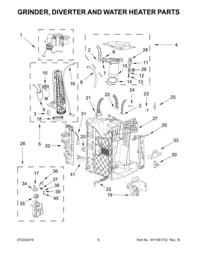 GRINDER, DIVERTER AND WATER HEATER PARTS