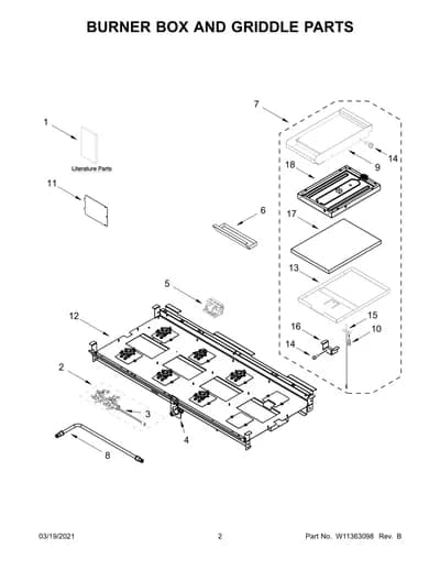 BURNER BOX AND GRIDDLE PARTS