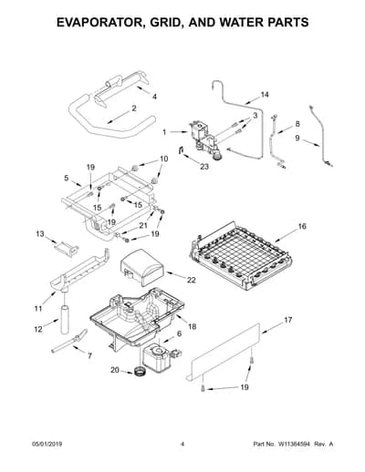 EVAPORATOR, GRID, AND WATER PARTS