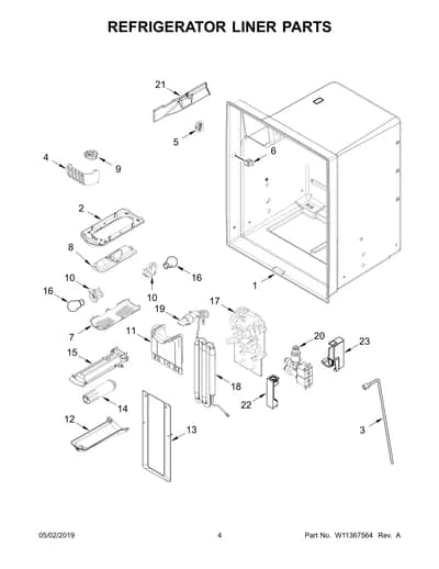 REFRIGERATOR LINER PARTS