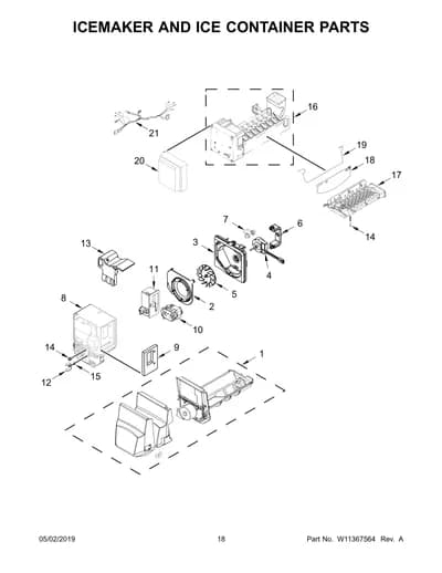 ICEMAKER AND ICE CONTAINER PARTS