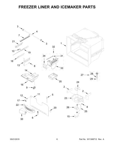 FREEZER LINER AND ICEMAKER PARTS