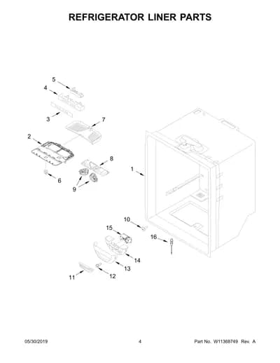 REFRIGERATOR LINER PARTS