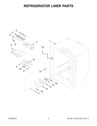 REFRIGERATOR LINER PARTS