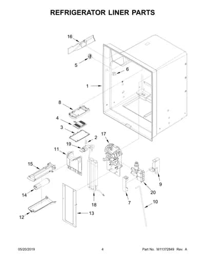 REFRIGERATOR LINER PARTS