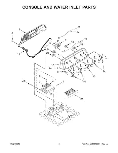 CONSOLE AND WATER INLET PARTS