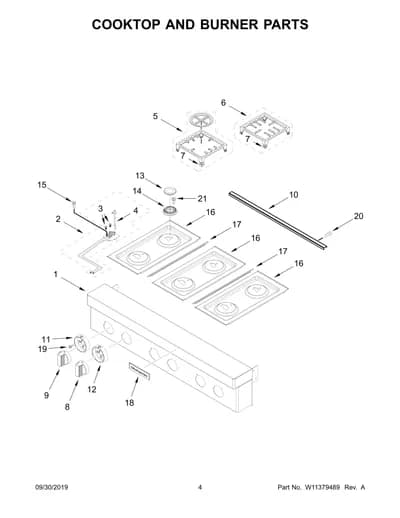 COOKTOP AND BURNER PARTS