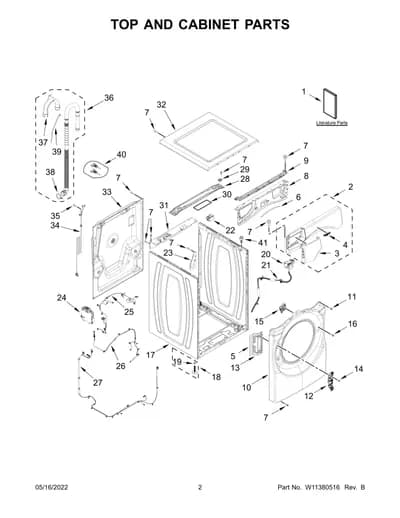 TOP AND CABINET PARTS