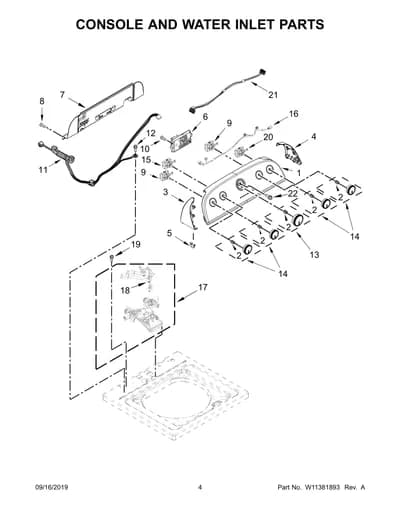 CONSOLE AND WATER INLET PARTS