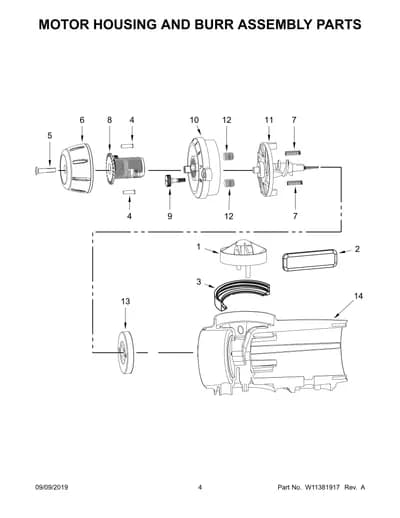 MOTOR HOUSING AND BURR ASSEMBLY PARTS