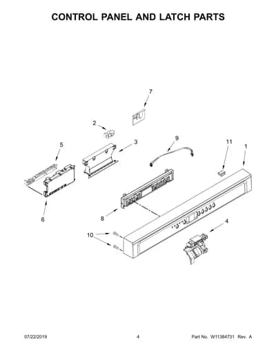 CONTROL PANEL AND LATCH PARTS