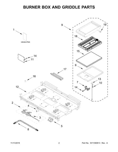 BURNER BOX AND GRIDDLE PARTS