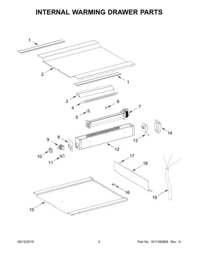 INTERNAL WARMING DRAWER PARTS