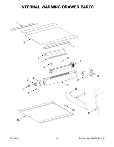 INTERNAL WARMING DRAWER PARTS