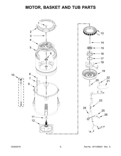MOTOR, BASKET AND TUB PARTS