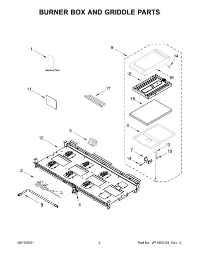 BURNER BOX AND GRIDDLE PARTS