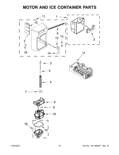 MOTOR AND ICE CONTAINER PARTS