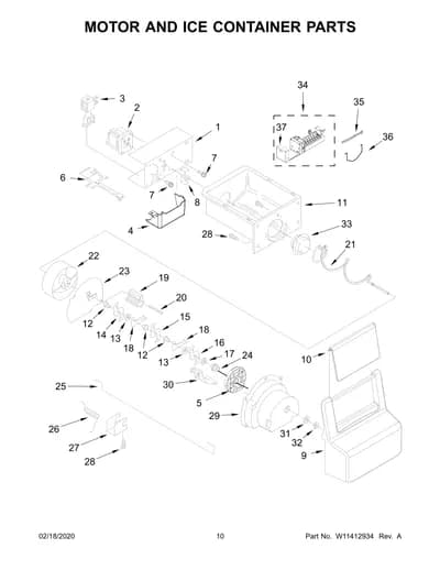 MOTOR AND ICE CONTAINER PARTS
