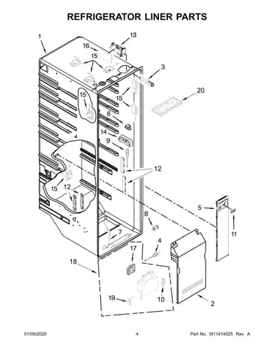REFRIGERATOR LINER PARTS