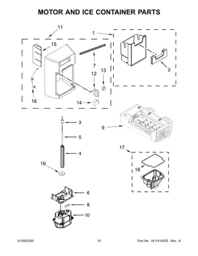 MOTOR AND ICE CONTAINER PARTS