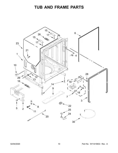 TUB AND FRAME PARTS