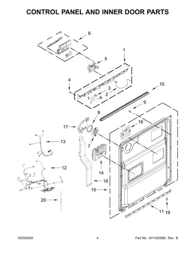 CONTROL PANEL AND INNER DOOR PARTS