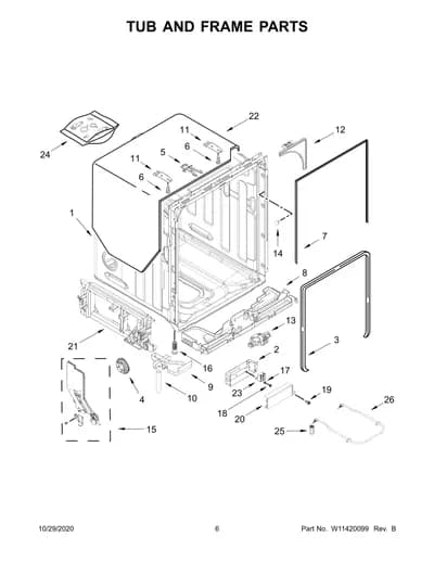 TUB AND FRAME PARTS