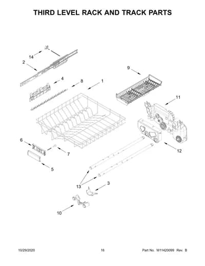 THIRD LEVEL RACK AND TRACK PARTS