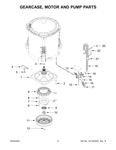 GEARCASE, MOTOR AND PUMP PARTS
