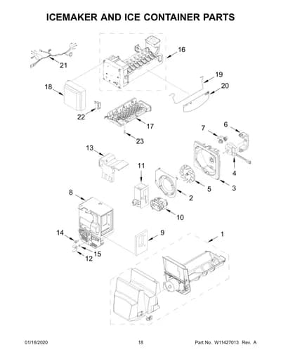 ICEMAKER AND ICE CONTAINER PARTS