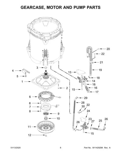 GEARCASE, MOTOR AND PUMP PARTS