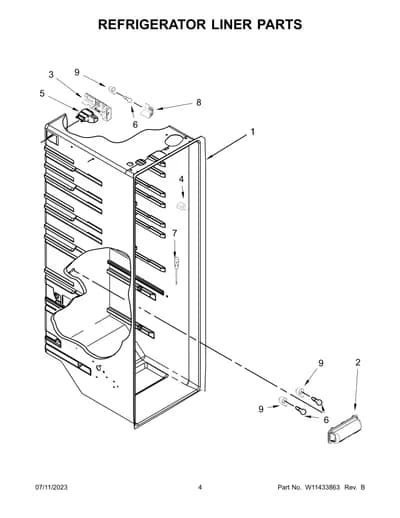 REFRIGERATOR LINER PARTS