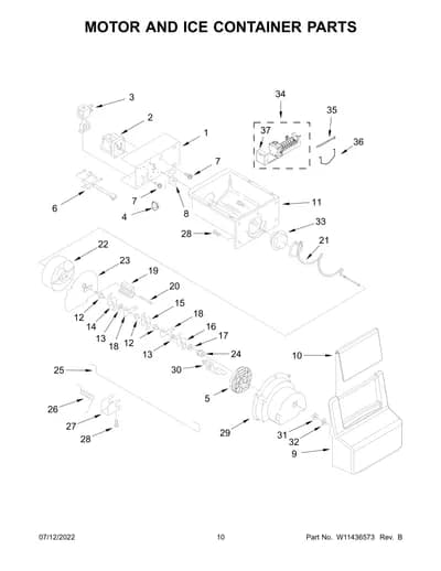 MOTOR AND ICE CONTAINER PARTS