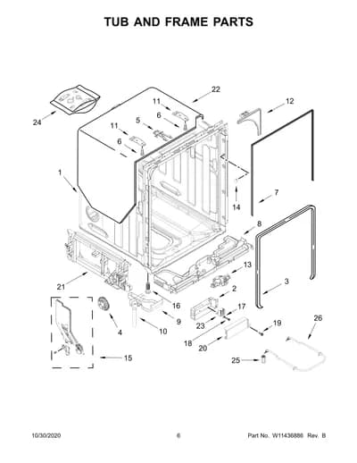 TUB AND FRAME PARTS