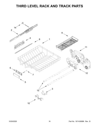 THIRD LEVEL RACK AND TRACK PARTS
