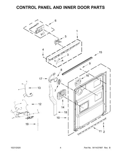 CONTROL PANEL AND INNER DOOR PARTS