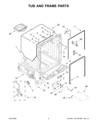 TUB AND FRAME PARTS