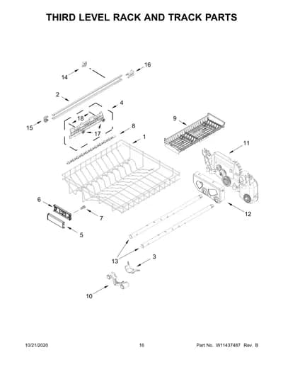 THIRD LEVEL RACK AND TRACK PARTS