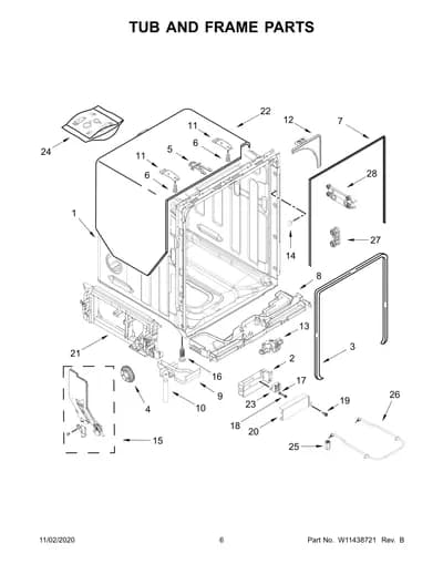 TUB AND FRAME PARTS