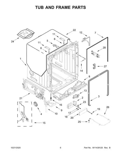 TUB AND FRAME PARTS