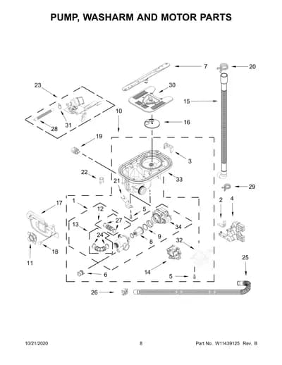 PUMP, WASHARM AND MOTOR PARTS